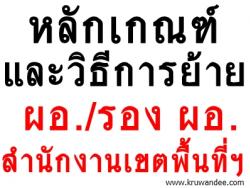 มติ ก.ค.ศ.หลักเกณฑ์และวิธีการย้าย ผอ./รอง ผอ.สำนักงานเขตพื้นที่การศึกษา