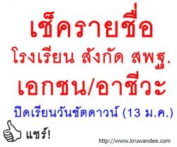 เช็ครายชื่อโรงเรียน สังกัด สพฐ./เอกชน/อาชีวะ ปิดเรียนวันชัตดาวน์ (13 ม.ค.)