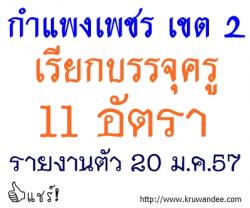 พิษณุโลก เขต 3 เฮ! กำแพงเพชร เขต 2 ยืมบัญชีบรรจุครู 11 อัตรา - รายงานตัว วันที่ 20 มกราคม 2557