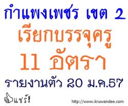 พิษณุโลก เขต 3 เฮ! กำแพงเพชร เขต 2 ยืมบัญชีบรรจุครู 11 อัตรา - รายงานตัว วันที่ 20 มกราคม 2557