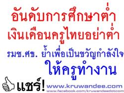 อันดับการศึกษาต่ำ เงินเดือนครูไทยอย่าต่ำ รมช.ศธ. ย้ำเพื่อเป็นขวัญกำลังใจให้ครูทำงาน