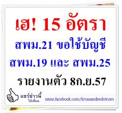 ด่วน! ข่าวดี สพม.21 ยืมบัญชี สพม.19 และ สพม.15 รวม 15 อัตรา - รายงานตัว 8 กันยายน 2557