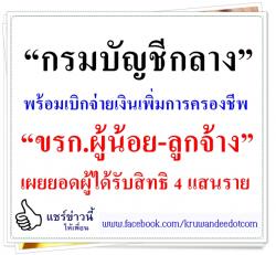 “กรมบัญชีกลาง” พร้อมเบิกจ่ายเงินเพิ่มการครองชีพ “ขรก.ผู้น้อย-ลูกจ้าง” เผยยอดผู้ได้รับสิทธิ 4 แสนราย