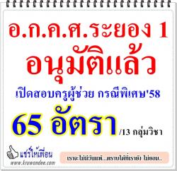 สพป.ระยอง เขต 1 เปิดสอบครูผู้ช่วย กรณีพิเศษ 65 อัตรา-รับสมัคร 16-22 กุมภาพันธ์ 2558