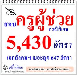 สอบ ครูผช.กรณีพิเศษ 5,430 อัตรา หลังชะลอ 2 ปี-รับสมัครถึง 22 ก.พ.