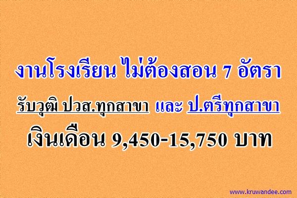 งานโรงเรียน ไม่ต้องสอน รับวุฒิ ปวส.ทุกสาขา ป.ตรีทุกสาขา เงินเดือน 9,450-15,750 บาท