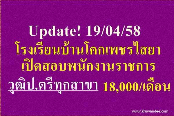 โรงเรียนบ้านโคกเพชรไสยา เปิดสอบพนักงานราชการ วุฒิปริญญาตรีทุกสาขา