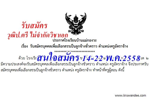 โรงเรียนบ้านแม่กองวะ รับสมัครครูอัตราจ้าง ไม่จำกัดวิชาเอก สมัคร 14-22 พ.ค.2558