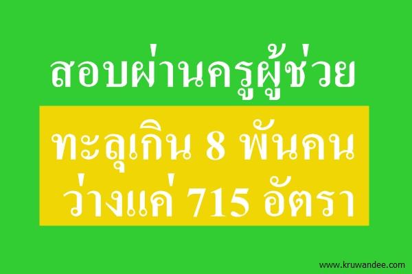 สอบผ่านครูผู้ช่วย ทะลุเกิน8พันคน ว่างแค่715อัตรา