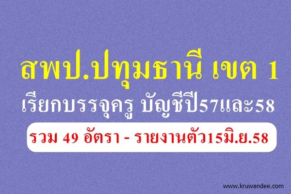 สพป.ปทุมธานี เขต 1 เรียกบรรจุครู บัญชีปี57และ58 รวม 49 อัตรา - รายงานตัว15มิ.ย.58