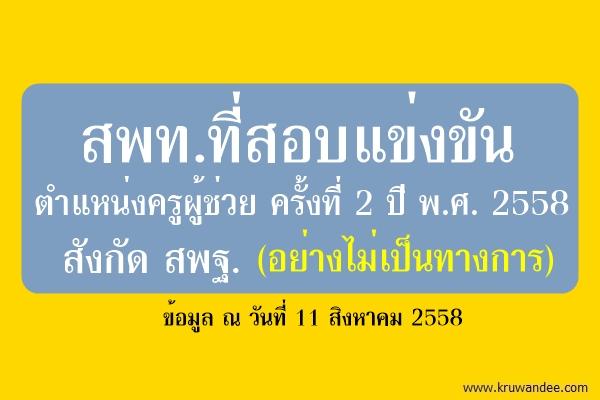 112 เขต เปิดสอบแข่งขันครูผู้ช่วย ครั้งที่ 2 ปี พ.ศ.2558 สังกัด สพฐ.