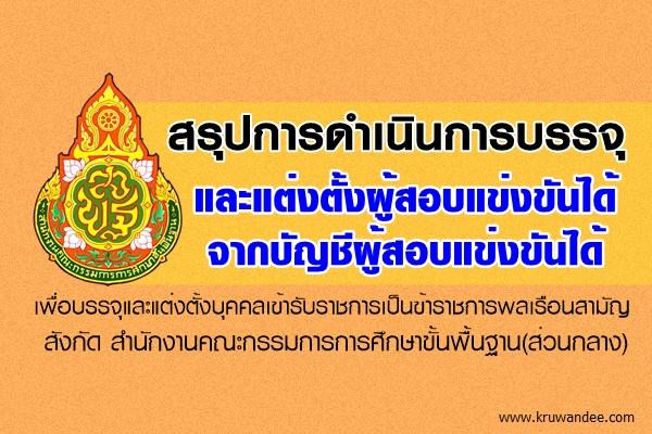 สรุปการดำเนินการบรรจุและแต่งตั้งผู้สอบแข่งขันได้จากบัญชีผู้สอบแข่งขันได้เพื่อบรรจุและแต่งตั้งบุคคลเข้ารับราชฯ