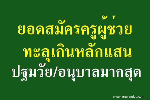 ยอดสมัครครูผู้ช่วย ทะลุเกินหลักแสน ปฐมวัย/อนุบาลมากสุด