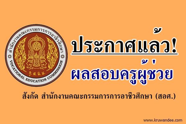 สำนักงานคณะกรรมการการอาชีวศึกษา (สอศ.) ประกาศผลสอบครูผู้ช่วย แล้ว!