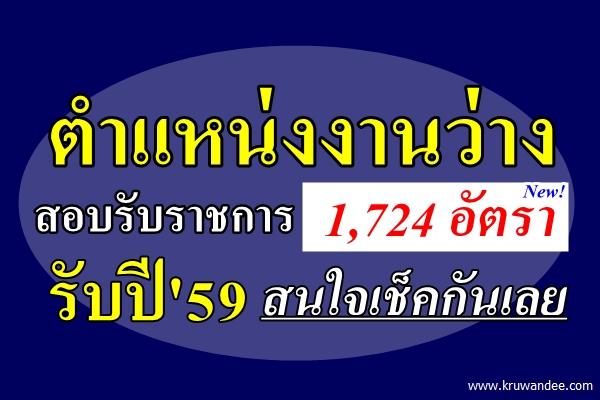 ตำแหน่งงานว่าง เปิดสอบรับราชการ 1,724 อัตรา รับปีใหม่59 สนใจเช็คกันเลย