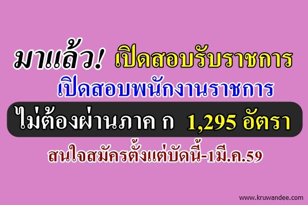 คัดเน้นๆ รับปีใหม่ !!! ข่าวสอบรับราชการ/พนักงานราชการ ไม่ต้องผ่านภาค ก 1,295 อัตรา ตั้งแต่บัดนี้-1มี.ค.59