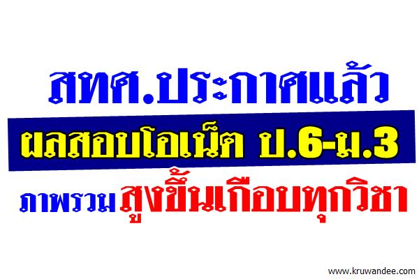 ผลสอบโอเน็ตป.6-ม.3 สูงขึ้นเกือบทุกวิชา