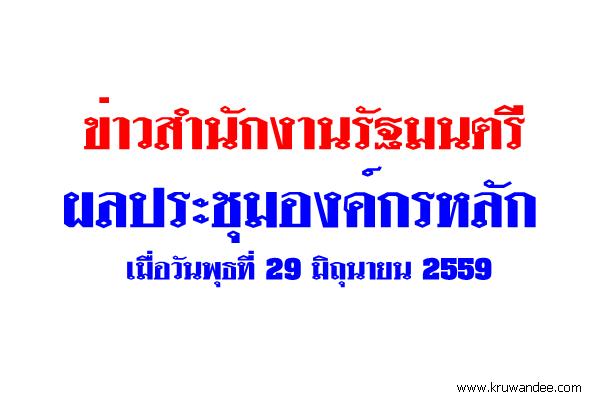 ข่าวสำนักงานรัฐมนตรี 270/2559 ผลประชุมองค์กรหลัก