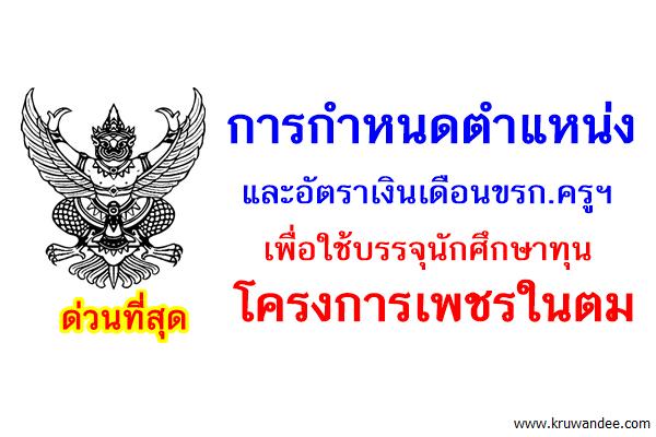 การกำหนดตำแหน่งและอัตราเงินเดือนขรก.ครูฯ เพื่อใช้บรรจุนักศึกษาทุนโครงการเพชรในตม