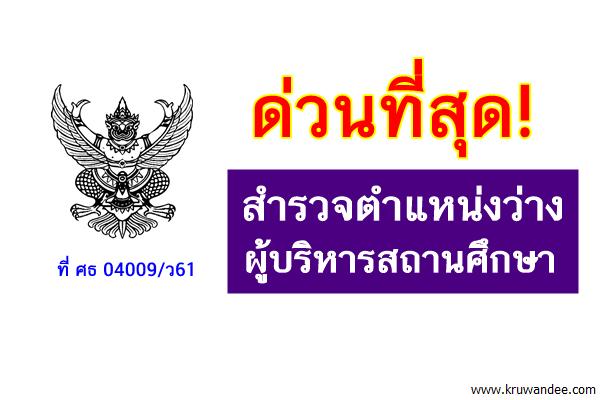 ที่ ศธ 04009/ว61 สำรวจตำแหน่งว่างผู้บริหารสถานศึกษา