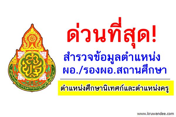 ด่วนที่สุด! สำรวจข้อมูลตำแหน่งผอ./รองผอ.สถานศึกษา/ตำแหน่งศึกษานิเทศก์และตำแหน่งครู