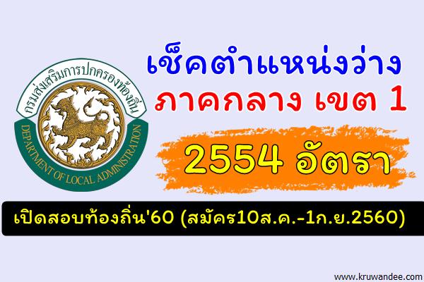 เช็คตำแหน่งว่าง สอบท้องถิ่น ภาคกลาง เขต1 จำนวน 2554 อัตรา (สมัคร10ส.ค.-1ก.ย.2560)