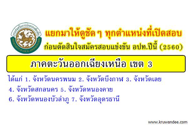 แยกให้ดูก่อนตัดสินใจสมัคร สอบท้องถิ่น 2560 - ภาคตะวันออกเฉียงเหนือ เขต 3 (ทุกตำแหน่งที่เปิดสอบ)