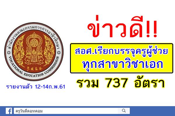 ด่วน! สอศ.เรียกบรรจุครูล็อตใหญ่ 737 อัตรา (รายงานตัว 12-13-14กุมภาพันธ์61)