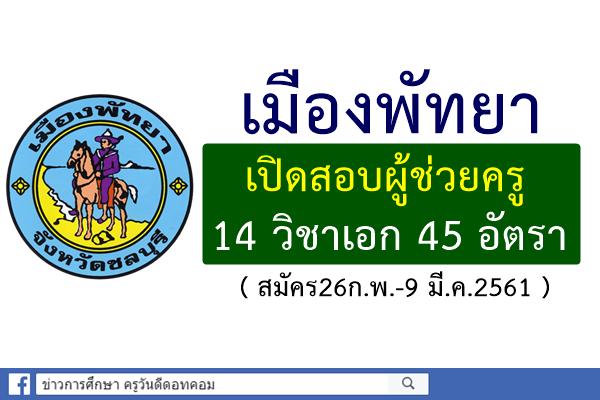 เมืองพัทยา เปิดสอบผู้ช่วยครู 14 วิชาเอก รวม 45 อัตรา (สมัคร26ก.พ.-9มี.ค.61)