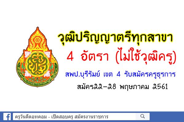 วุฒิปริญญาตรีทุกสาขา 4 อัตรา สพป.บุรีรัมย์ เขต 4 รับสมัครครูธุรการ สมัคร22-28 พฤษภาคม 2561