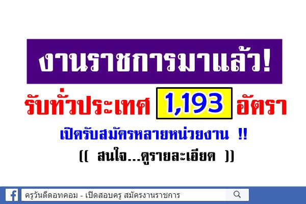 งานราชการมาแล้ว! รับทั่วประเทศ 1,193 อัตรา มีเปิดรับสมัครหลายหน่วยงาน สนใจดูรายละเอียด