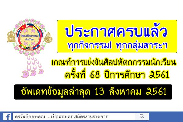 ประกาศครบแล้วทุกกิจกรรม! เกณฑ์การแข่งขันศิลปหัตถกรรมนักเรียน ครั้งที่ 68 ปีการศึกษา 2561