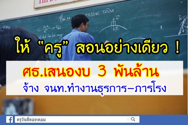 ให้ “ครู” สอนอย่างเดียว ! ศธ.เสนองบ 3 พันล้าน จ้าง จนท.ทำงานธุรการ-ภารโรง