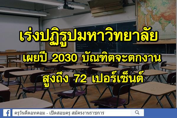 เร่งปฏิรูปมหาวิทยาลัย เผยปี 2030 บัณฑิตจะตกงานสูงถึง 72 เปอร์เซ็นต์