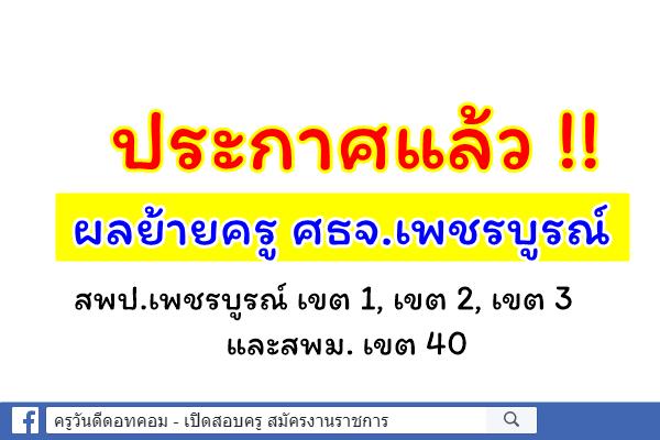 ประกาศแล้ว !! ผลย้ายครู ศธจ.เพชรบูรณ์ ทั้งจังหวัด