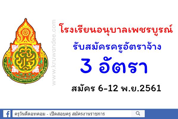 โรงเรียนอนุบาลเพชรบูรณ์ รับสมัครครูอัตราจ้างวิชาเอกคอมพิวเตอร์ 3 อัตรา ตั้งแต่6-12พ.ย.61