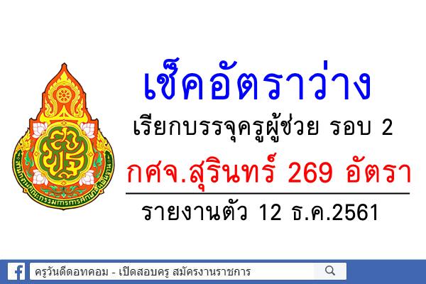 เช็คอัตราว่าง เรียกบรรจุครูผู้ช่วย รอบ 2 กศจ.สุรินทร์ 269 อัตรา - รายงานตัว 12 ธ.ค.2561