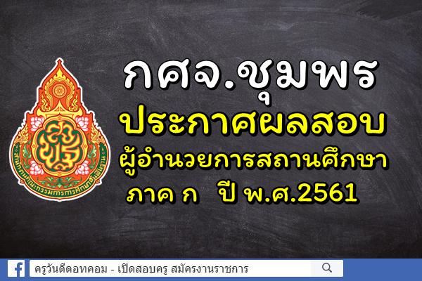 กศจ.ชุมพร ประกาศผลสอบผู้อำนวยการสถานศึกษา ภาค ก ปี พ.ศ.2561