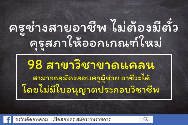 ครูช่างสายอาชีพไม่ต้องมีตั๋ว คุรุสภาให้ออกเกณฑ์ใหม่