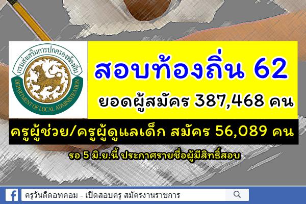 สอบท้องถิ่น 62 ยอดผู้สมัครกว่าสามแสนคน รอ 5 มิ.ย.นี้ ประกาศรายชื่อผู้มีสิทธิ์สอบ