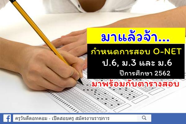 มาแล้วจ้า...กำหนดการสอบ O-NET ป.6, ม.3 และ ม.6 ปีการศึกษา 2562 มาพร้อมกับตารางสอบ