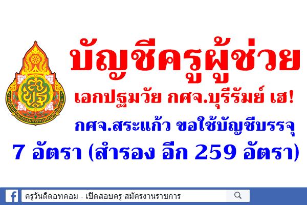 กศจ.สระแก้ว ขอใช้บัญชีครูผู้ช่วย (วิชาเอกปฐมวัย) ของ กศจ.บุรีรัมย์