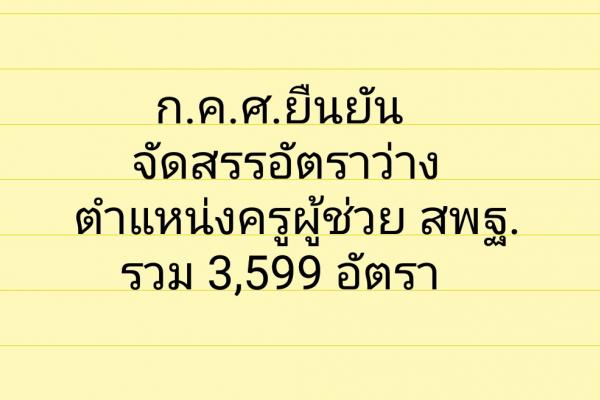 ก.ค.ศ.ยืนยันจัดสรรอัตราว่าง ครูผู้ช่วย สพฐ รวม 3,599 อัตรา