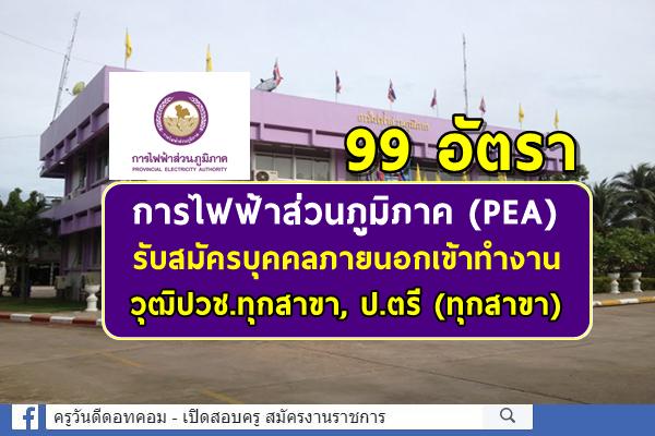 การไฟฟ้าส่วนภูมิภาค (PEA) รับสมัครบุคคลภายนอกเข้าทำงาน 99 อัตรา