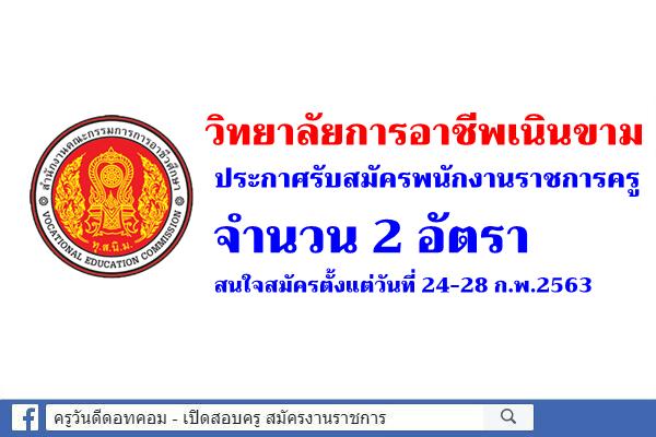 วิทยาลัยการอาชีพเนินขาม ประกาศรับสมัครพนักงานราชการครู 2 อัตรา สมัคร 24-28 ก.พ.2563