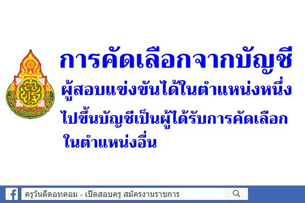 การคัดเลือกจากบัญชีผู้สอบแข่งขันได้ในตำแหน่งหนึ่งไปขึ้นบัญชีเป็นผู้ได้รับการคัดเลือกในตำแหน่งอื่น