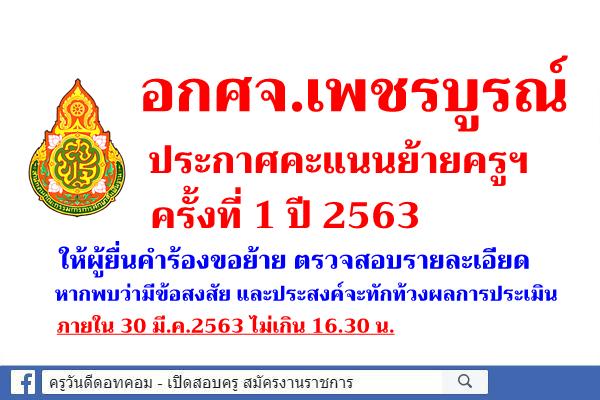 อกศจ.เพชรบูรณ์ ประกาศคะแนนย้ายครูฯ ครั้งที่ 1 ปี 2563