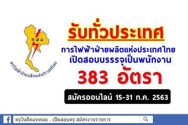 ประกาศแล้ว!! การไฟฟ้าฝ่ายผลิตแห่งประเทศไทย เปิดสอบบรรรจุเป็นพนักงาน 383 อัตรา สมัคร 15-31 กรกฎาคม 2563