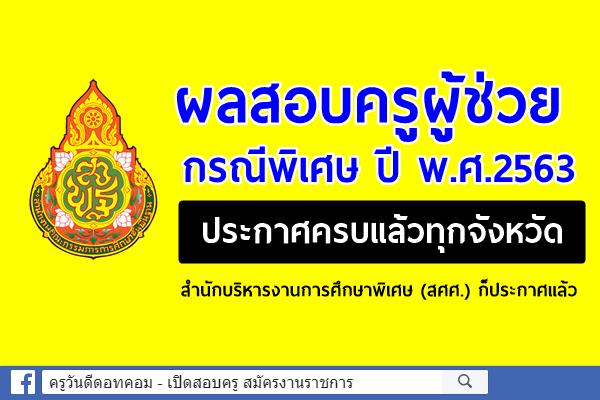 ผลสอบครูผู้ช่วย กรณีพิเศษ ปี พ.ศ.2563 ประกาศครบแล้วทุกจังหวัด และ สศศ.