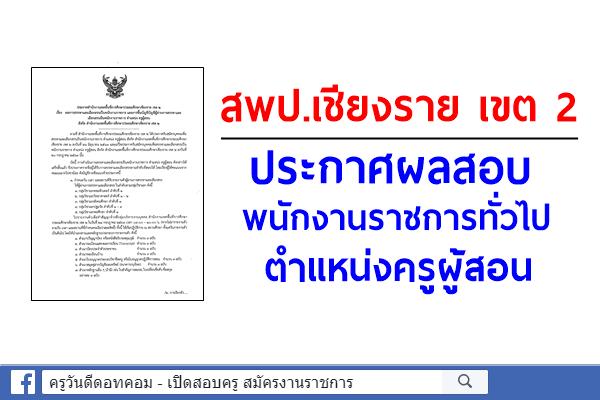 สพป.เชียงราย เขต 2 ประกาศผลสอบพนักงานราชการ ตำแหน่งครูผู้สอน